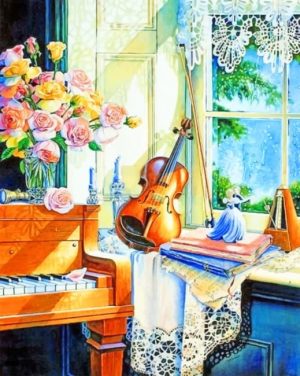 Piano And Violin Still Life Paint By Numbers