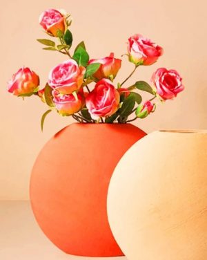 Pink Roses Vase Paint By Numbers