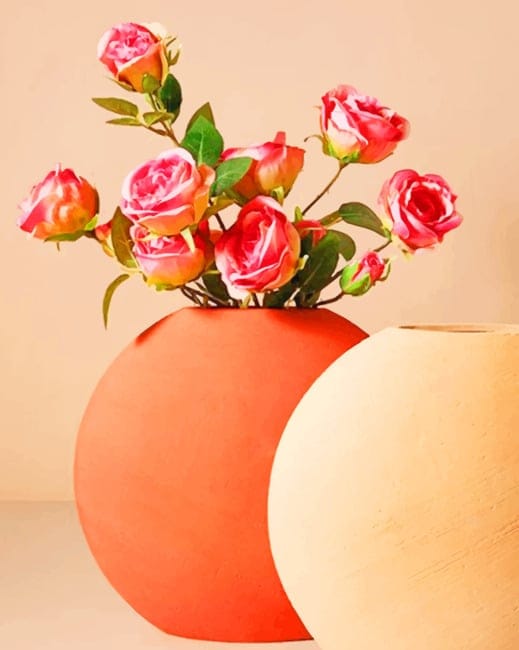 Pink Roses Vase Paint By Numbers