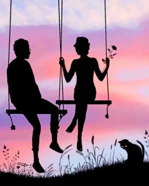 Swinging Couple Silhouette Paint By Numbers