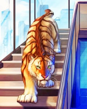Tiger On Stairs Paint By Numbers