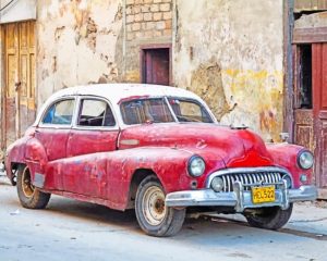 Vintage Red Car Paint By Numbers