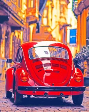 Vintage Red Beetle Paint By Numbers