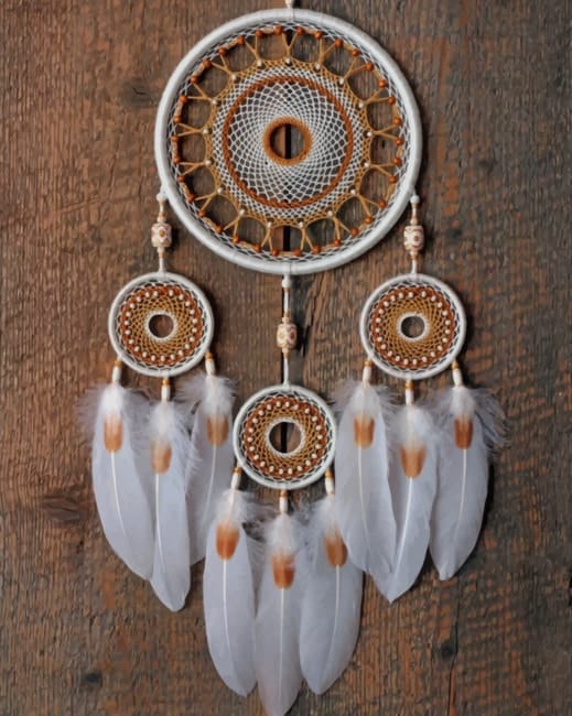 White Dream Catcher Paint By Numbers