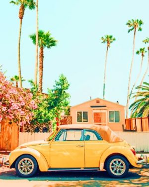 Vintage Yellow Car Paint By Numbers