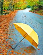 Yellow Umbrella In Autumn Paint By Numbers