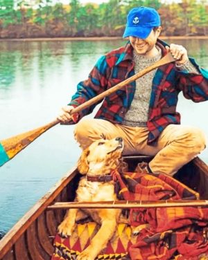 Man And Dog On Boat Paint By Numbers