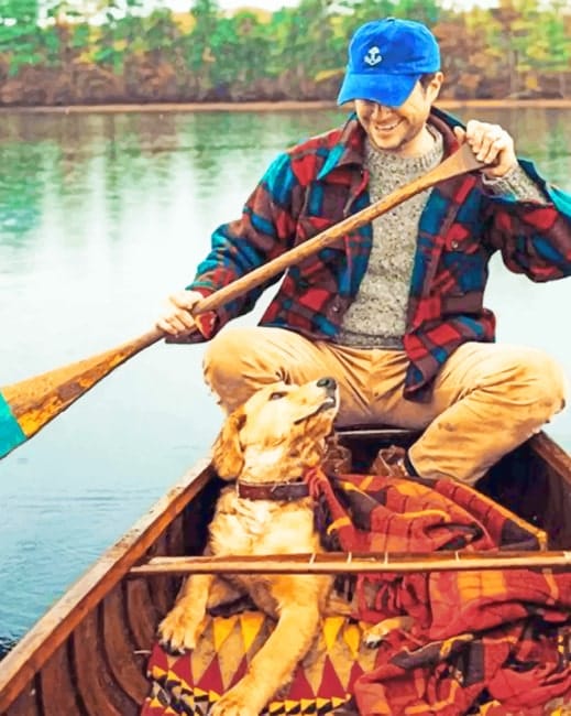 Man And Dog On Boat Paint By Numbers