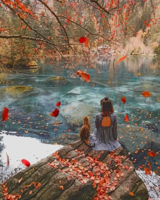 Girl Sitting By River Paint By Numbers