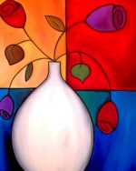 Flowers In White Vase Paint By Numbers