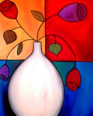 Flowers In White Vase Paint By Numbers