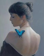 Woman And Blue Butterfly Paint By Numbers