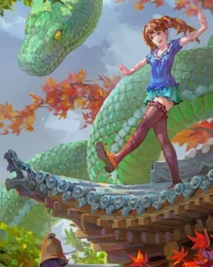 Anime Girl And Snake Paint By Numbers