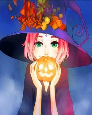 Halloween Sakura Haruno paint by numbers