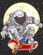 Astronaut On Skateboard Paint By Numbers