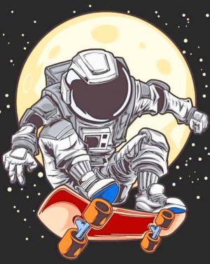 Astronaut On Skateboard Paint By Numbers
