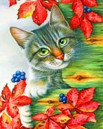 Cat And Leaves Paint By Numbers