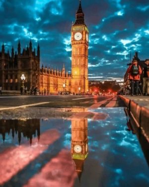 Big Ben Water Reflection Paint By Numbers