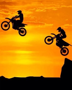 Dirt Bike Sunset Silhouette Paint By Numbers