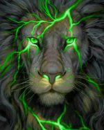 Green Lightning Lion Paint By Numbers