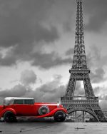 Eiffel Tower And Red Car Paint By Numbers