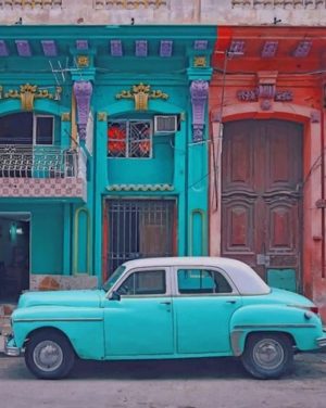 Blue Vintage Car Paint By Numbers