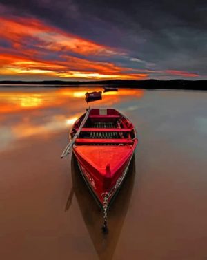 Boat At Sunset Paint By Numbers
