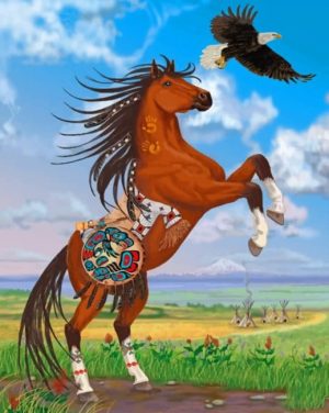 Brown Horse And Eagle Paint By Numbers