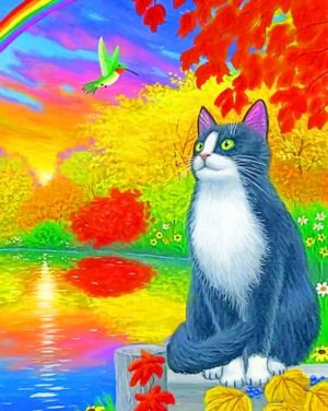 Cat And Hummingbird Paint By Numbers