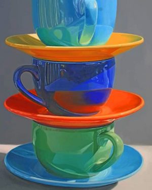 Colorful Coffee Cups Paint By Numbers