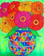 Colorful Flowers Vase Paint By Numbers