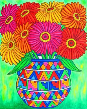 Colorful Flowers Vase Paint By Numbers