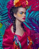 Woman Wearing Red Paint By Numbers