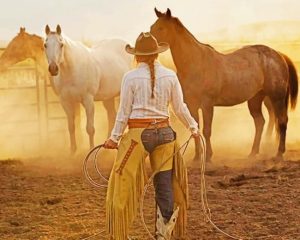 Cowgirl And Horses Paint By Numbers