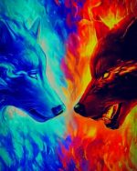 Fire And Ice Wolves Paint By Numbers