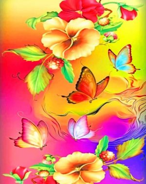 Flowers And Butterflies Paint By Numbers