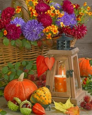 Flowers And Pumpkins Paint By Numbers