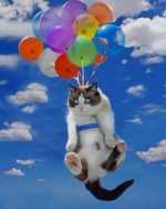 Flying Balloons Cat Paint By Numbers