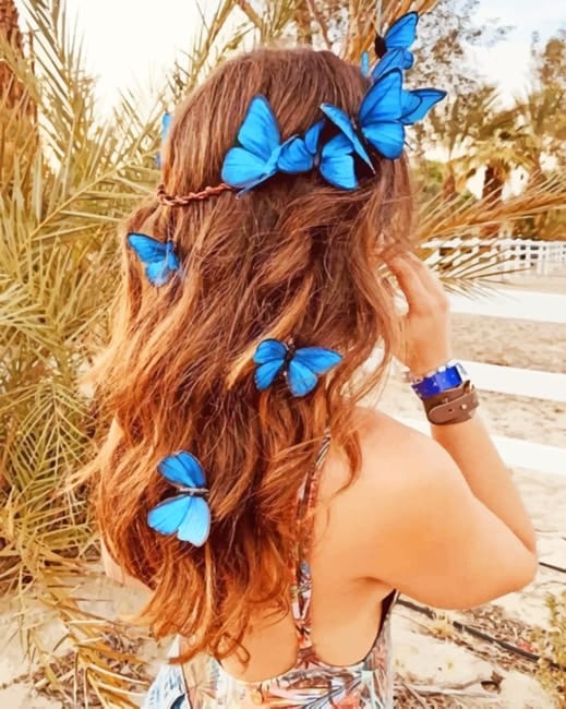 Girl And Blue Butterflies Paint By Numbers