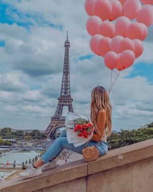 Girl Holding Balloons In Paris Paint By Numbers
