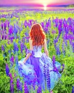 Girl In Lavender Field Paint By Numbers