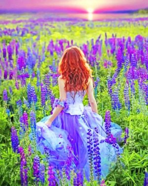 Girl In Lavender Field Paint By Numbers