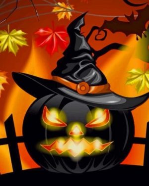 Black Halloween Pumpkin paint by numbers