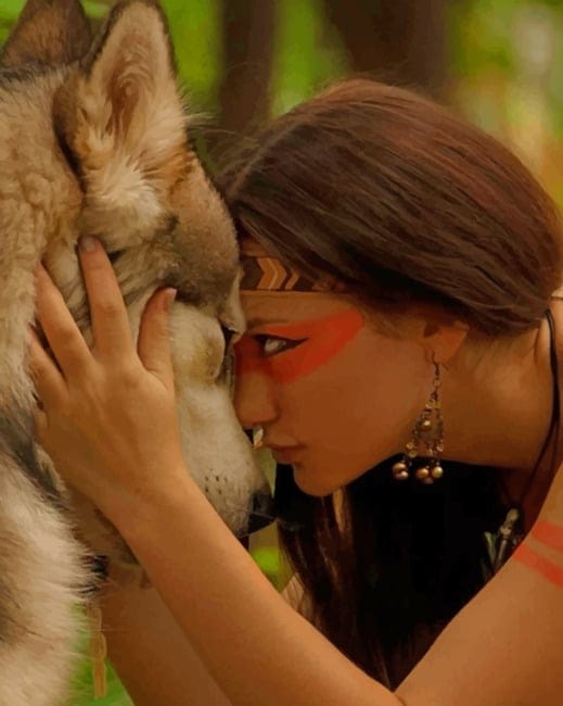 Jungle Woman And Wolf Paint By Numbers