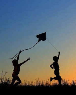 Kids Playing Silhouette paint by numbers