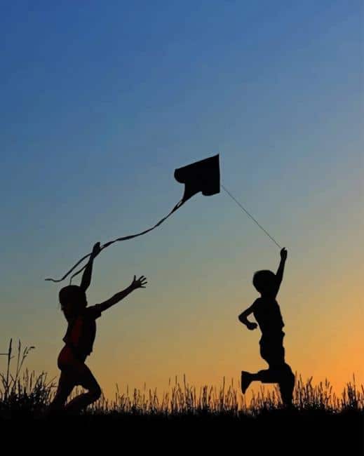 Kids Playing Silhouette Paint By Numbers