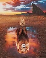 Lion And Cub Water Reflection Paint By Numbers