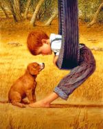 Little Boy with His Pet Paint By Numbers