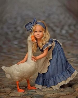 Little Girl With Duck Paint By Numbers