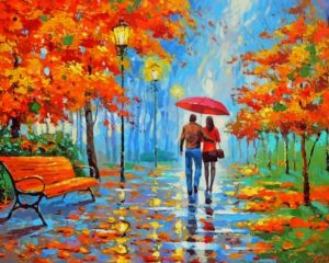 Lovers Under Umbrella paint by numbers